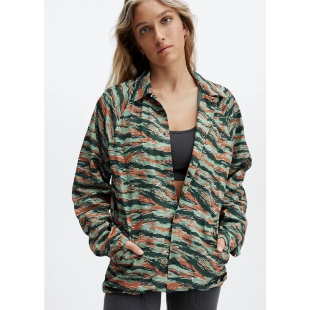 Fabletics Only Coaches Camo Tiger Striped Jacket Women's Size Extra Large XL